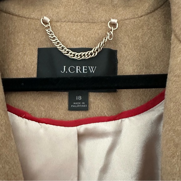 J. Crew Double-breasted Topcoat Trench Italian Wool-Cashmere Tan Plus Size 18 - Picture 10 of 10